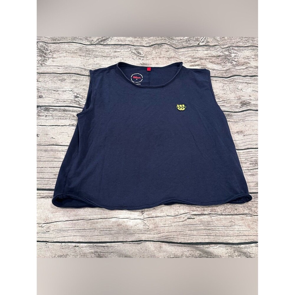 Retro Style Wilson Navy Sleeveless Crop Tank with Small Logo Patch Size Medium